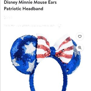 🏰SOLDOUT RARE🏰NWT DISNEY MINNIE MOUSE EARS HEADBAND USA PATRIOTIC SEQUINS